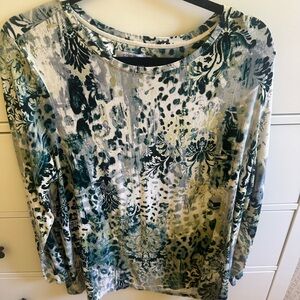 Chico's Green and Blue Patterned Blouse